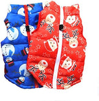 SEIS 2 Pcs Christmas Dog Cotton Wadded Jacket Snowman Pet Coat with Harness Hook Xmas Elk Cats Hoodie Vest Santa Claus Puppy Costume for Cats Small Medium Dogs (S (Chest Circumference 44cm/17.32")) - Image 6