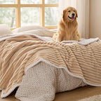 Bedsure ComfyFleece® Waterproof Blanket for Bed, Twin（60"x80"） Tuscan Beige by BEDSURE