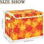 Bolaz Storage Bins with Lids and Handles, Fall Maple Leaves in Autumn Storage Box Storage Basket with Cover Collapsible Organizer Containers for Home Closet, Shelves - Image 3