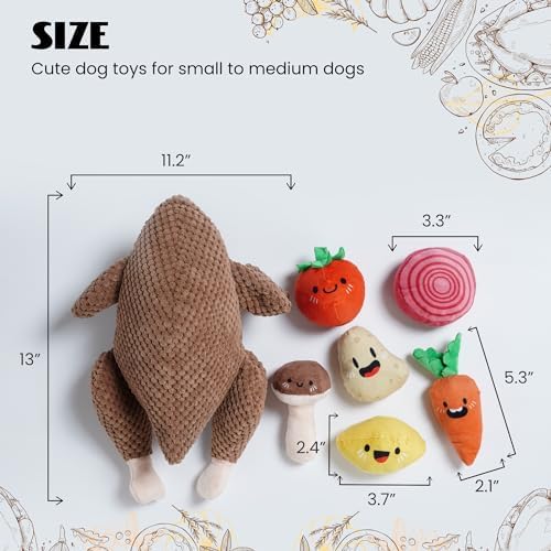 Nocciola 7 in 1 Thanksgiving Turkey Dog Toys, Squeaky Stuffed Soft Interactive Cognitive Enrichment Hide and Seek Dog Chew Toys for Large Medium Small Dogs, Cute Plush Pet Supplies 7 Packs - Image 2
