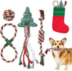 SCENEREAL Christmas Dog Rope Toys, 4pcs Doggy Chew Toys with Stocking for Teething Cleaning, Squeaky Plush Puppy Toy, Interactive Dog Stocking Stuffers, Xmas Gifts for Small Medium Large Dogs by SCENEREAL