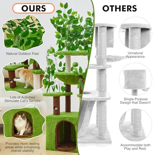 Woochpet 60"Large Cat Tree with Scratching Post,Tall Cat Tower with Hammock - Image 4