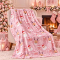 FuWeave Pink Santa Claus Christmas Throw Blanket 50 x 60 Inches by FuWeave