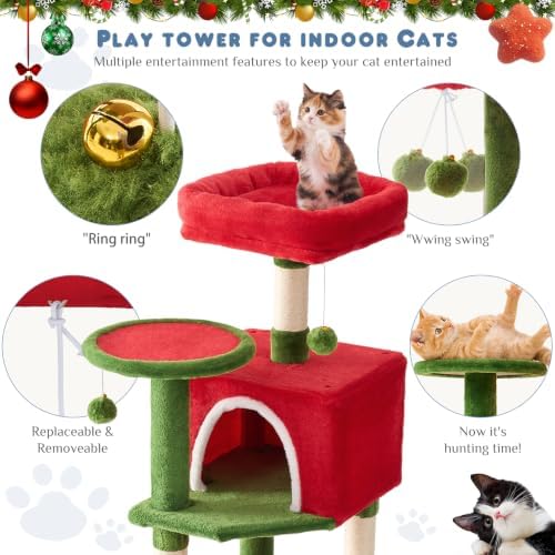 DUMOS 44 Inch Cat Tree Tower with Natural Sisal Scratching Posts - Image 3