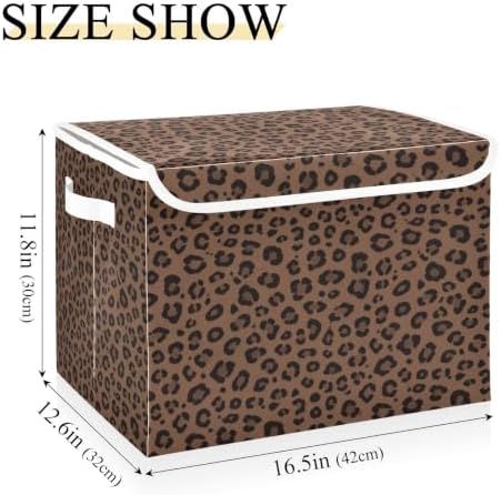 Bolaz Leopard Print Animal Pattern Storage Bins with Lids and Handles, Storage Box Basket with Cover Collapsible Organizer Containers for Home Closet, Shelves - Image 3