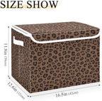 Bolaz Leopard Print Animal Pattern Storage Bins with Lids and Handles, Storage Box Basket with Cover Collapsible Organizer Containers for Home Closet, Shelves - Image 3