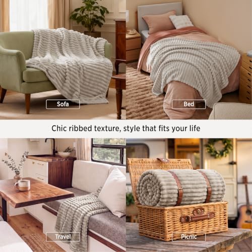 Bedsure Soft Twin XL Blanket for Bed Dorm Beige 66"x90" - Image 5