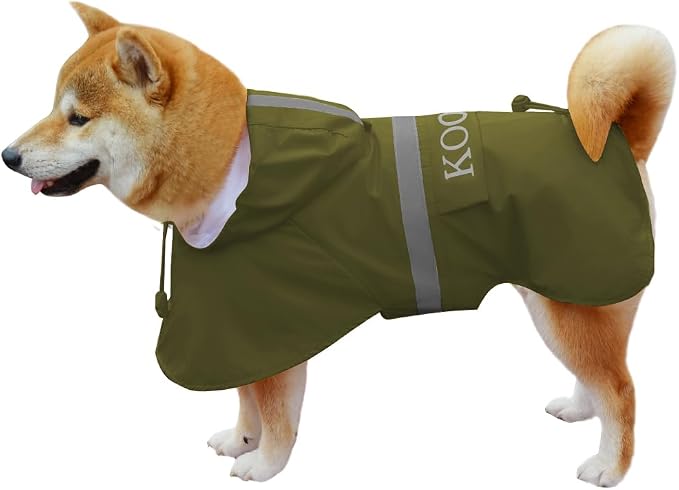 Hooded Dog Raincoat Apparel Poncho Waterproof Dog Clothes Pet Jacket,Dog Raincoats Winter Jacket for Small to Medium Dogs(Green,3XL)