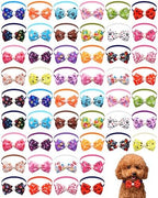 PET SHOW 50 Pack Paw Small Dog Collar Bow Ties Bulk Puppy Cats Adjustable Bowties for Medium Dogs Bowknots Holiday Party Ties Pet Grooming Accessories Assorted Randomly by PETSHOW