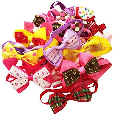 PET SHOW Cute Bow Ties Collar for Small Dogs Puppy Cats Adjustable Bowties Neckties Pet Grooming Accessories Assorted Randomly Pack of 50 (Girl Bow Ties) - Image 3