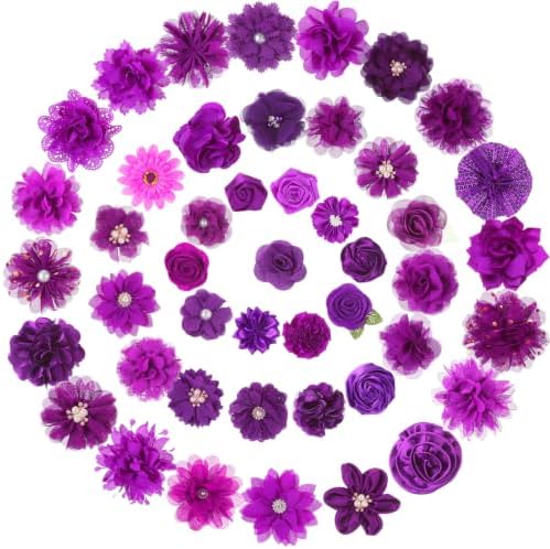 Hoteam 50 Pcs Dog Collar Flowers Bows Accessories, Purple by Hoteam