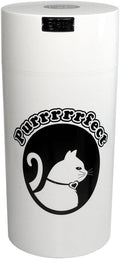 Tightpac Pawvac 5 to 24 Ounces Container, Airtight Pet Food and Treats Storage Jar - Patented Vacuum Seal Container for Pet Food, Treats and other Dry Goods - White with Cats