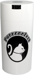 Tightpac Pawvac 5 to 24 Ounces Container, Airtight Pet Food and Treats Storage Jar - Patented Vacuum Seal Container for Pet Food, Treats and other Dry Goods - White with Cats