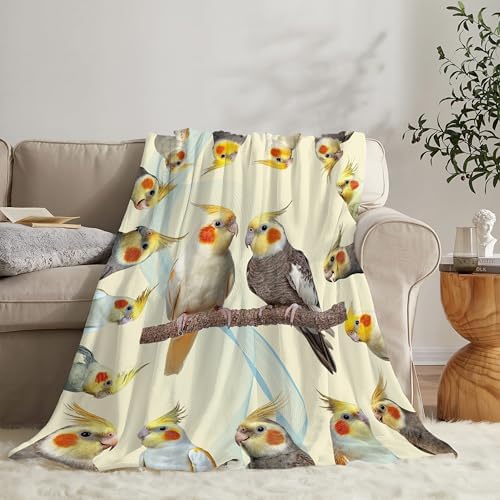 Parrot Bird Throw Blanket Cute Cockatiel Stuff Gifts for Kids Girls Boys Adults Women Men Soft Cozy Warm Plush Fluffy Fuzzy Fleece Blanket Decor 60''X80'' - Image 2
