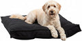 Indoor Dog Bed with Removable Washable Cover, Soft Basketweave Fabric, Reversible Cushion, Carry Handle, Baffle Construction to Help Prevent Fill Shifting, Black - Large (40"x40")