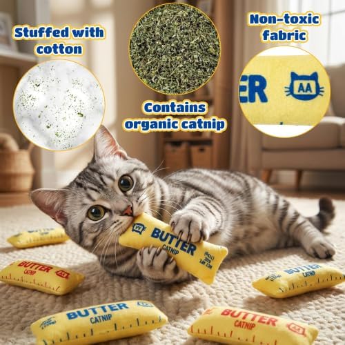 4Pcs Butter Catnip Crinkle Paper Sound Toys for Cat, Catmint Cat Toy Gift - Image 3