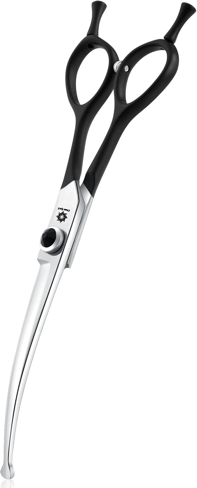Round Dog Grooming Scissors - Downward Curved Dog Shears for Trimming Face and Paws, Safety Round Tip Shears for Pet Cats, Professional Pet Grooming Scissors Black 6.5"
