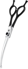 Round Dog Grooming Scissors - Downward Curved Dog Shears for Trimming Face and Paws, Safety Round Tip Shears for Pet Cats, Professional Pet Grooming Scissors Black 6.5"