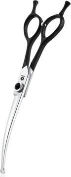 Round Dog Grooming Scissors - Downward Curved Dog Shears for Trimming Face and Paws, Safety Round Tip Shears for Pet Cats, Professional Pet Grooming Scissors Black 6.5"