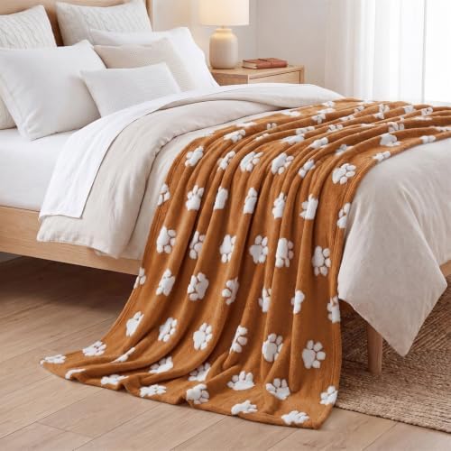 Horaldaily Caramel Dog Paw Shape 3D Textured Throw Blanket 50x60 - Image 3