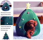 Christmas Cat Beds, Christmas Tree Cat Beds House, Portable Indoor Cat Igloo Xmas Bed Cave for Small Dogs and Small Animals, Green - Image 6