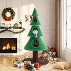 Allewie 63 Inches Cat Tree for Indoor Kitty/Tower with 3 Condos/ 5ft Christmas Tree Party Decoration/Activity Center Play House and Beds/Green by Allewie