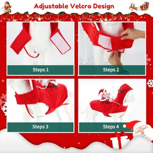 BWOGUE Santa Dog Costume, Dog Christmas Outfit, Santa Rider Costume, Size M - Image 6