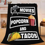 Movie Taco Popcorn Blanket for Girls Women Boys Men Adults Kids Soft Cozy Fleece Theater Cinema Film Throw Blankets Gifts Warm Flannel Plush Lightweight Decor for Couch Bed Sofa 60"X50" by Unknown