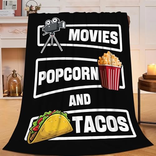 Movie Taco Popcorn Blanket for Girls Women Boys Men Adults Kids Soft Cozy Fleece Theater Cinema Film Throw Blankets Gifts Warm Flannel Plush Lightweight Decor for Couch Bed Sofa 60"X50" by Unknown