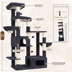 Gitelsnour 74.8'' Cat Tree Tower for Indoor Cats Large, Wide Base, GCT806G - Image 7