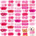 50 Pcs Flower Dog Bows Pink Collar Puppy Bows, Pink and Rose Red by Solsew