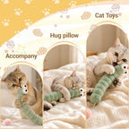3 Pack Long Cat Kicker Toys with Catnip, 14.5 Inch Plush Caterpillar Cat Toys for Indoor Cats, Interactive Kicker Toys with Rabbit Fur Tail for Biting and Play - Image 6