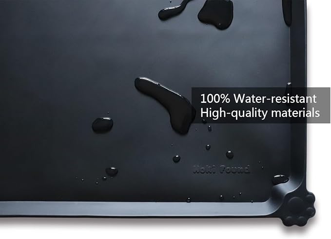 Hoki Found L Silicone Non Slip Pet Dog Cat Bowl Mats - Placemat, Waterproof Food Mats for Carpet - Black