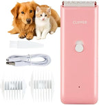 Handy Pet Hair Trimmers Recommended By The Vet,Super Quiet Long Lasting Powerful Dog Clippers(Waterproof USB Rechargeable Grooming Shavers for Dogs and Cats with Matted Coats) Pink