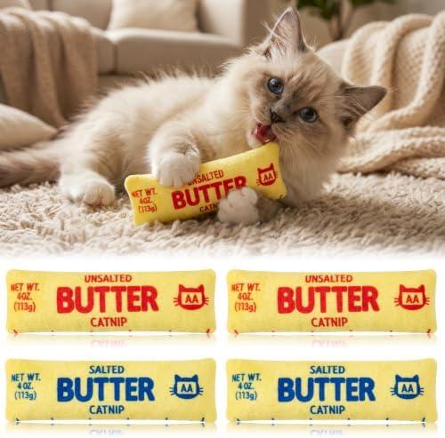 4Pcs Butter Catnip Crinkle Paper Sound Toys for Cat, Catmint Cat Toy Gift by MALLMALL6