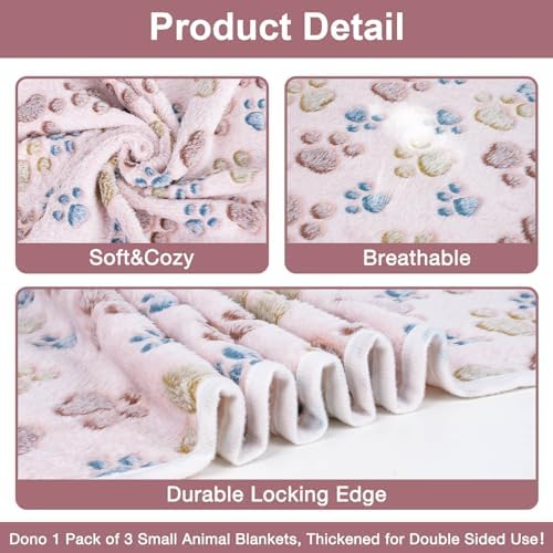 Dono 1 Pack 3 Blankets Soft Fluffy Paw Print Pattern Fleece Pet Blanket Warm Sleep Mat Puppy Kitten Blanket Doggy Mat Paw Print for Animals-23 * 16in - Image 5