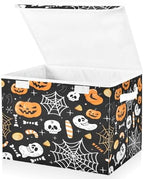 Bolaz Storage Bins with Lids and Handles,Halloween Seamless Pumpkins Spider Web Storage Box Basket with Cover Collapsible Organizer Containers for Home Closet, Shelves by Unknown