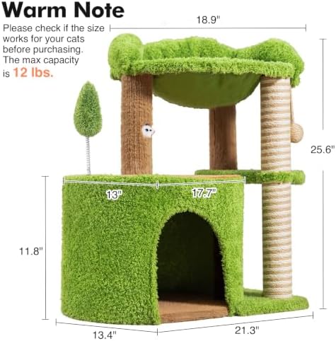WOOCHPET Small Cat Tree with Scratching Post and Cat Hammock for Kittens - Image 6