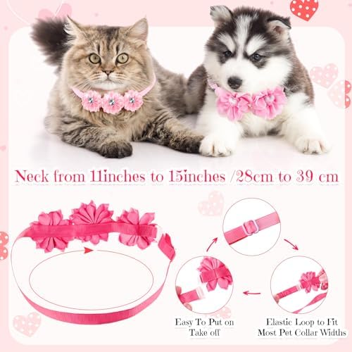 50 Pcs Dog Collar Flowers Pink Flower Dog Bows - Image 2
