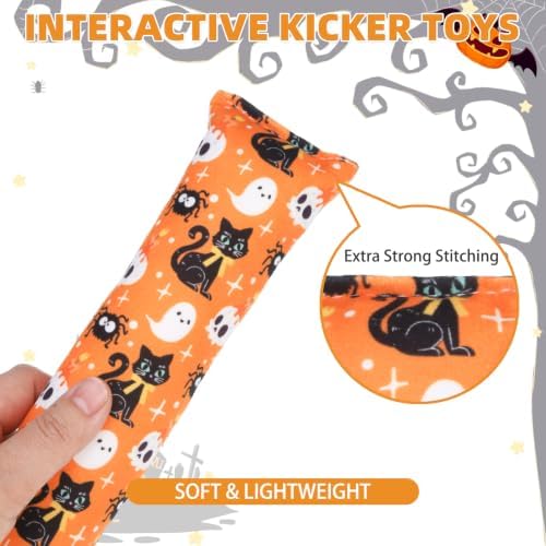 KOOLTAIL Cat Catnip Toys for Halloween, 3 Pack Durable Soft Kicker Toy Filled with Natural Catnip, Interactive Bite Resistant Chew Teeth Cleaning Gift for Indoor Cats Kitten - Image 6