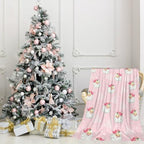Christmas Santa Claus Throw Blankets, Xmas Tree Soft Anti Pilling Flannel Blanket, Winter Snowflake Decorative Lightweight Pink Blanket, 30x40 Inches Sofa Fleece Blanket - Image 2