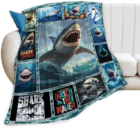 Shark Blanket Ocean Sharks Throw Blankets Decor Stuff Cozy Flannel Fleece Soft Plush Fuzzy Warm Lightweight Bedding Gifts for Women Girls Kids 80"X60" by Unknown