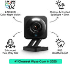 WYZE Cam v4 (Latest Model), 2.5K AI Security Camera, Indoor/Outdoor Cameras for Home Security, Baby Monitor & Pet Camera, Color Night Vision, No Subscription Required (2 Pack)