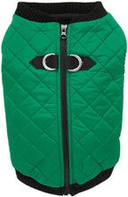 Gooby Fashion Vest Dog Jacket - Green, Small - Warm Zip Up Bomber Vest with Dual D Ring Leash - Winter Water Resistant Small Dog Sweater