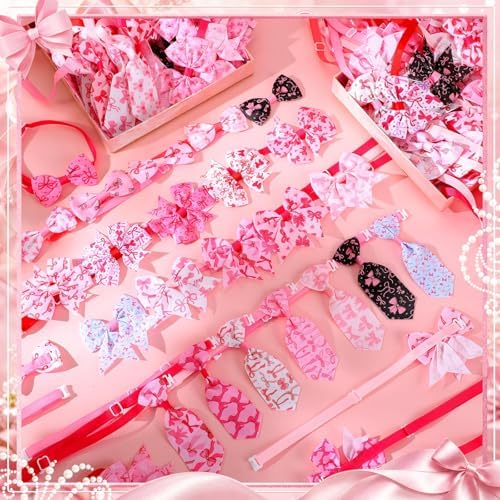 Talltalk 120 Pcs Pink Bow Dog Bow Tie Basic Collar Set - Image 4