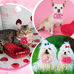50 Pcs Flower Dog Bows Pink Collar Puppy Bows, Pink and Rose Red - Image 5