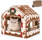 Gingerbread Christmas Cat House, Sweet Hideaway with 2 Scratchers & Catnip by Unknown