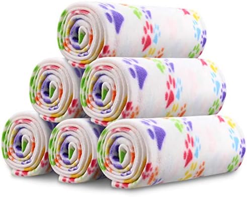 Comsmart Dog Blankets, 6 Pack Fleece Pet Blankets, 39x35 inches, White by Comsmart