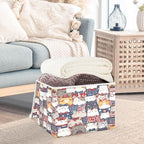 Bolaz Storage Bins with Lids and Handles,National Flag Cat Pattern Storage Box Basket with Cover Collapsible Organizer Containers for Home Closet, Shelves - Image 5