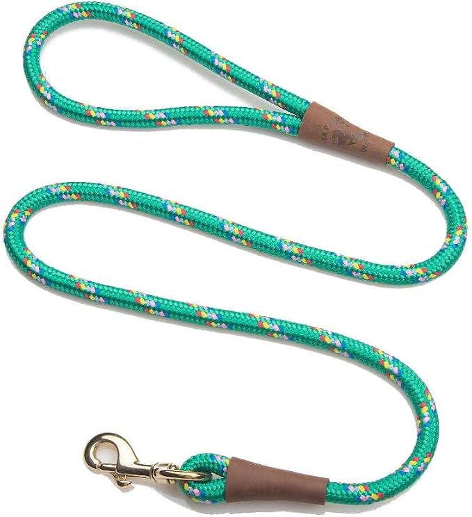 Mendota Pet Snap Leash - British-Style Braided Dog Lead, Made in The USA - Kelly Confetti, 1/2 in x 6 ft - for Large Breeds